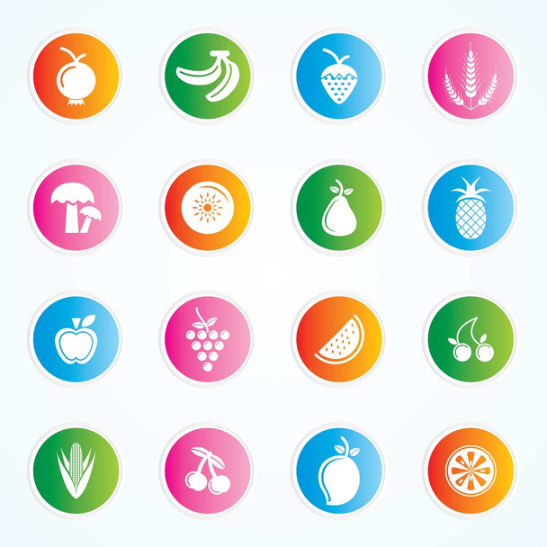Fruits and vegetables icons on button. Eps-10. - Διάνυσμα, εικόνα
