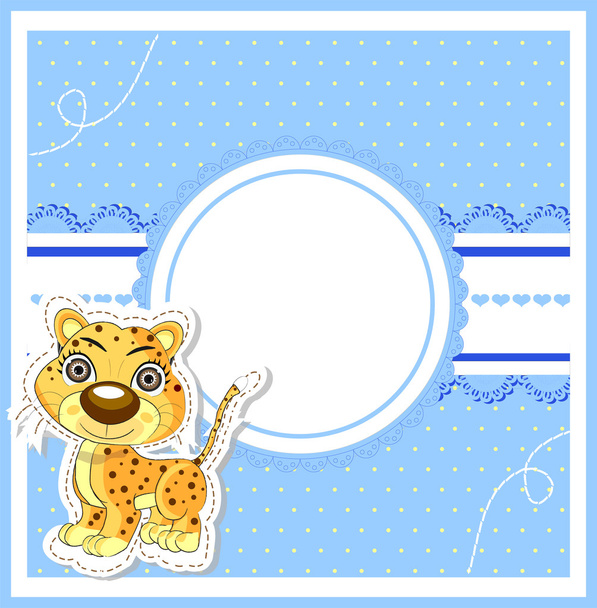 illustratie van schattige Leeuw op decoratieve achtergrond - Vector, afbeelding