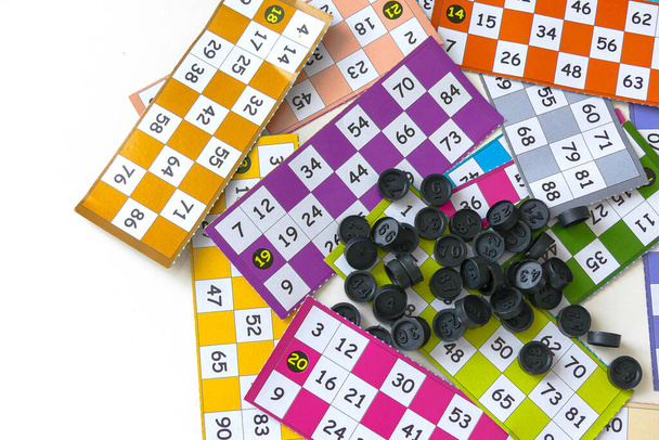 diversión de los meses de invierno y las partes del juego del bingo del nuevo año, primer plano juego del bingo, - Foto, Imagen