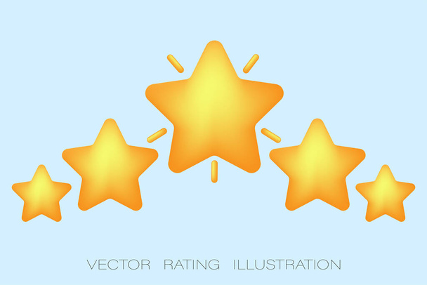Five yellow stars . Achievements for games. Customer rating feedback concept from client about employee of website. For mobile applications. Vector illustration - Vector, Image