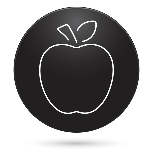 Apfelsymbol, schwarzer Kreis-Knopf, Vektorabbildung. - Vektor, Bild