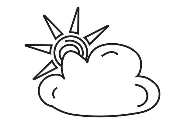 clouds partly blocking the sun - Line art icon for apps or website - Vector, Image