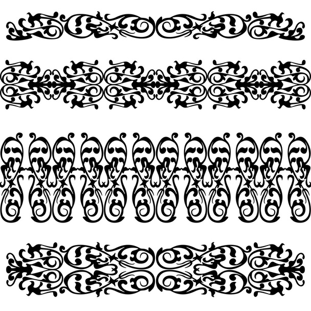 Set of  lase border pattern, silhouette black - Vector, Image