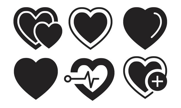 アプリやウェブサイトのためのハート型、医療や医療やロマンチックなシンボルのフラットベクトルアイコン - ベクター画像