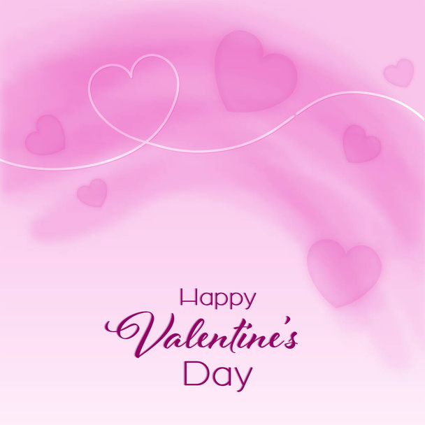 Happy Valentine's Day Concept With Glossy Hearts Decorated On Blurred Abstract Pink Background. - Vector, afbeelding