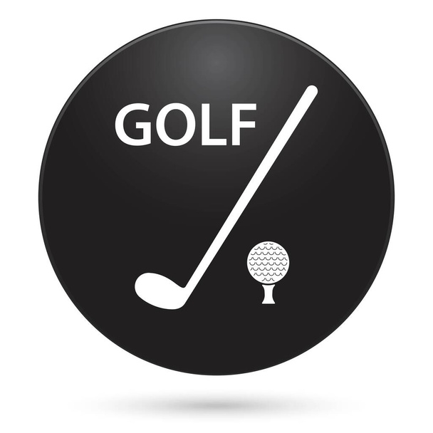 Icône de golf, bouton cercle noir, illustration vectorielle. - Vecteur, image