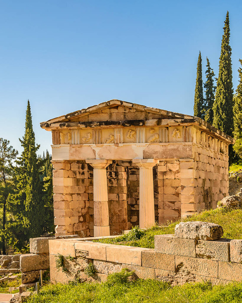 Athenians treasury building, delphi sanctuary, phocis, greece - 写真・画像