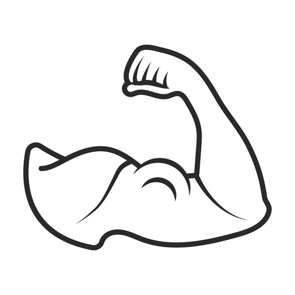 siła mięśni ramienia człowieka lub ikona sztuki biceps brachii line - Wektor, obraz