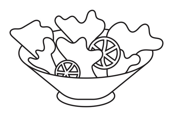 Салат или овощной салат с салатом и томатами икона искусства линии для приложений и веб-сайтов - Вектор,изображение