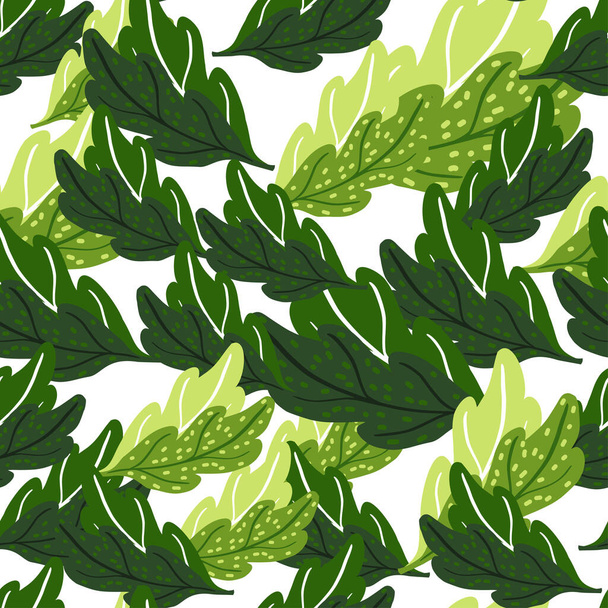 Leaves of oak seamless pattern. Hand drawn natural background . Repeated texture in doodle style for fabric, wrapping paper, wallpaper, tissue. Vector illustration. - Wektor, obraz
