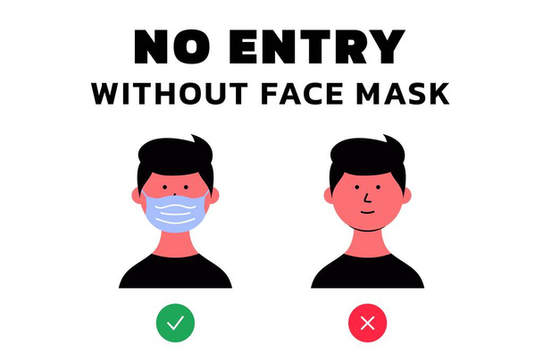 People wear face mask. Information how to wear facemask, coronavirus outbreak info, prevent virus. Vector design - Vector, Image