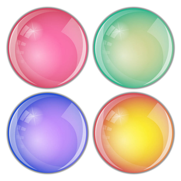 set of colored shiny and glossy three-dimensional buttons - Vetor, Imagem