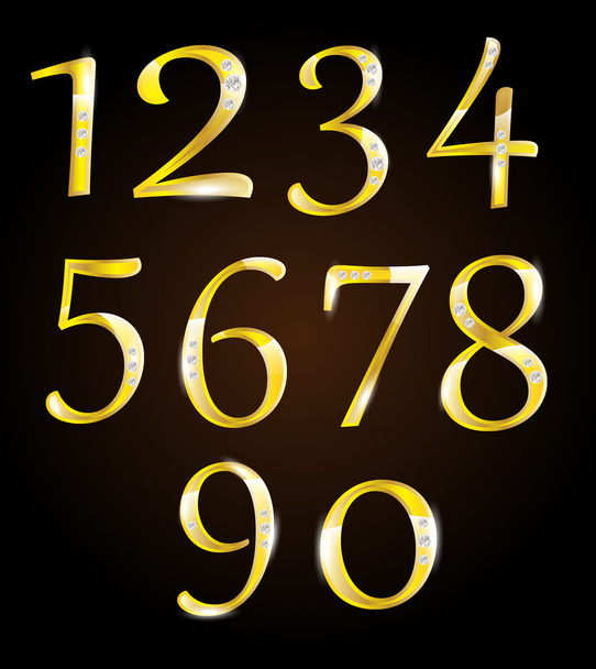 Números dorados con diamantes
 - Vector, imagen