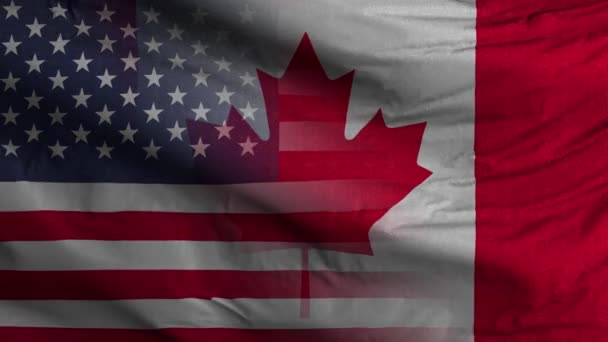 EE.UU. Canadá Bandera Loop Antecedentes 4K - Metraje, vídeo