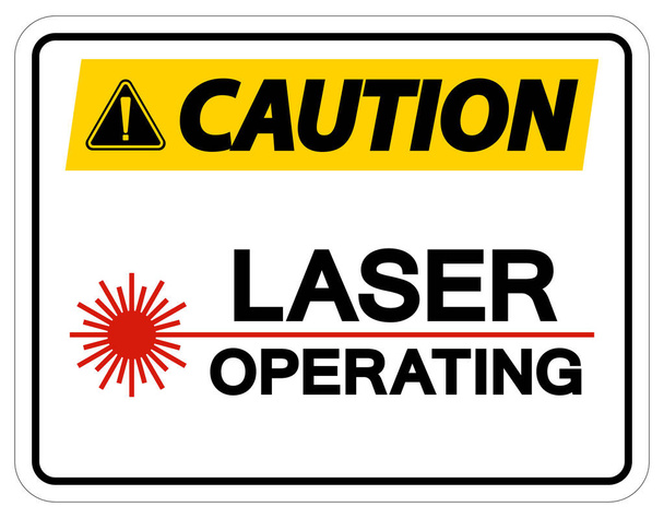 Обережність знак безпеки лазер працює на білому тлі
 - Вектор, зображення