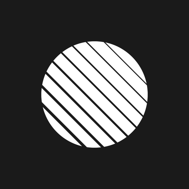 Αναδρομικό ασπρόμαυρο στυλ του 1980. Σινθγουέιβ ηλιοβασίλεμα ή ανατολή. Στοιχείο σχεδιασμού κύκλου οπισθοπορείας με διαγώνιες λωρίδες για αφίσα, εξώφυλλο, banner, κλπ. - Διάνυσμα, εικόνα