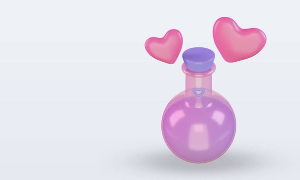3D Valentin nap Szerelem bájital ikon renderelés Top view - Fotó, kép