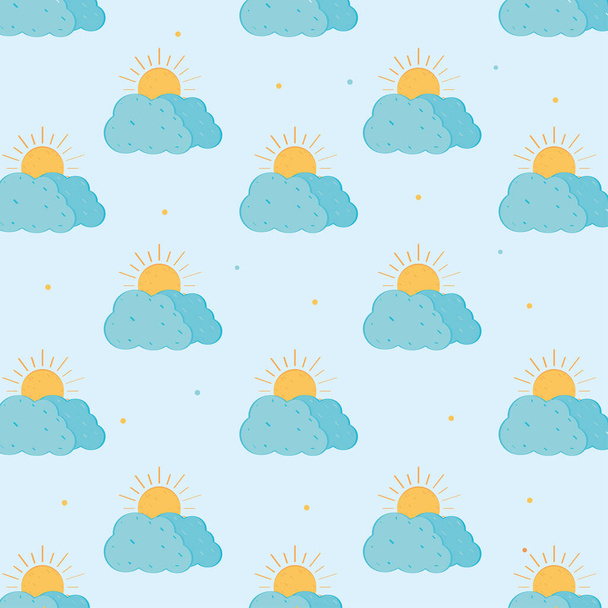 sun and clouds pattern - Vector, imagen