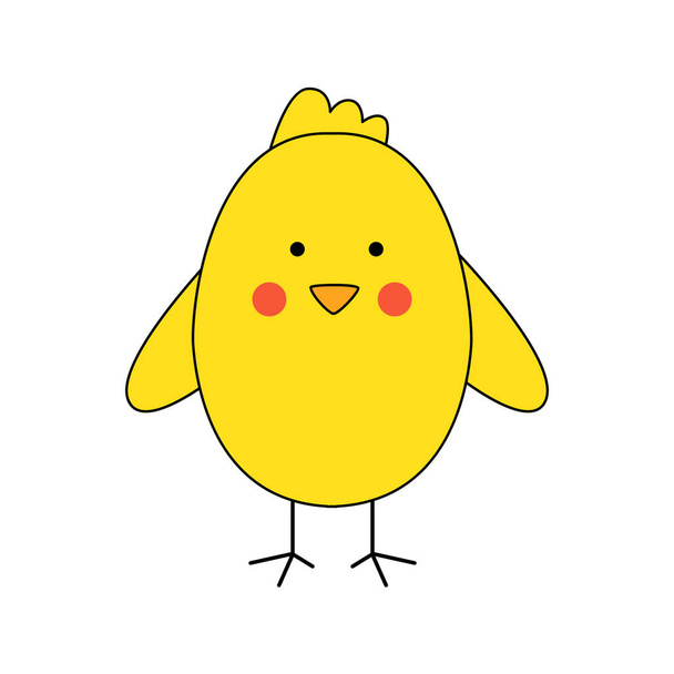 Vector illustration of cute Easter chicken standing. - Vector, Image