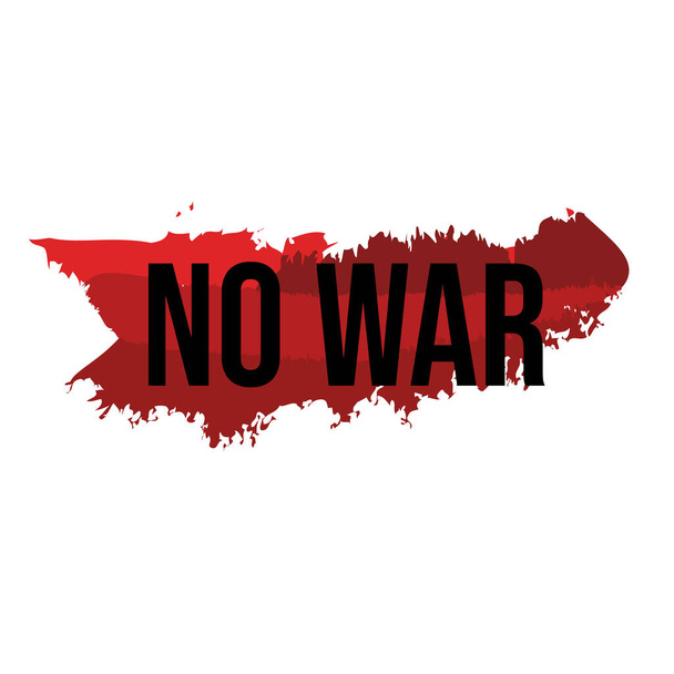 O conceito de prevenir a guerra. O texto negro "Não à guerra" está escrito nas impressões do sangue. Ilustração vetorial isolada sobre fundo branco. - Vetor, Imagem