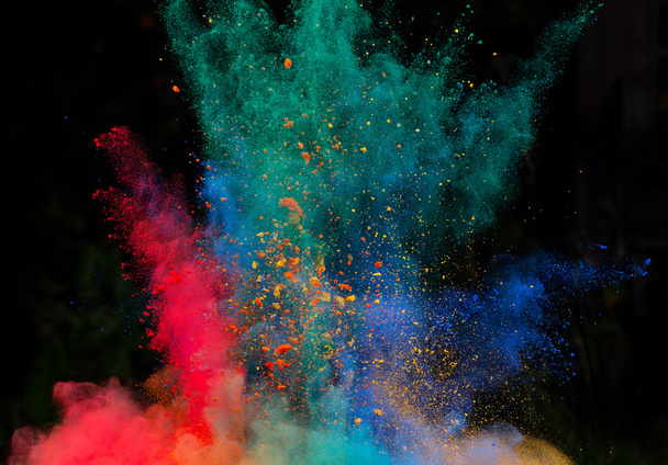 launched colorful powder over black - Zdjęcie, obraz