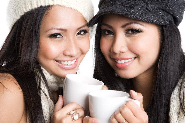 Aasian naiset juovat kahvia
 - Valokuva, kuva