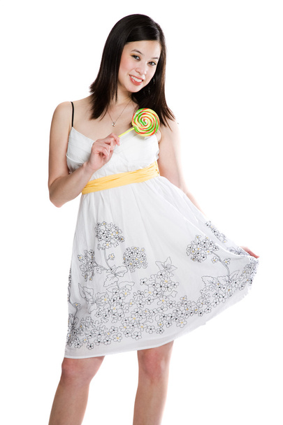 Beautiful asian woman with lollipop - Zdjęcie, obraz