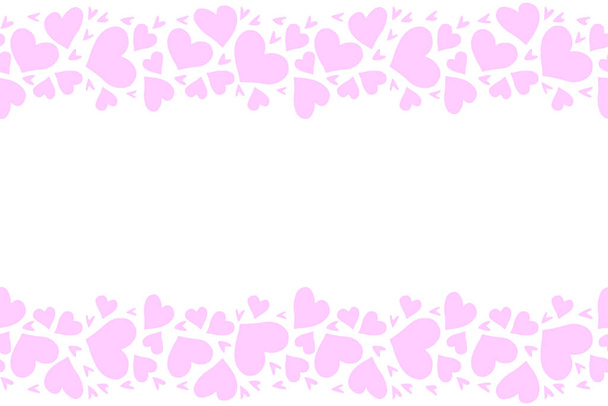 Fondos vectoriales, marco de corazones rosados. Tema romance de amor. Borde horizontal superior e inferior, borde, decoración para cumpleaños, día de San Valentín, tarjeta de felicitación, boda - Vector, imagen