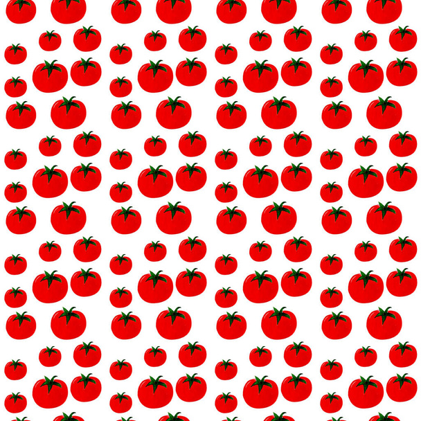 Watercolor fresh red tomatoes seamless pattern background - Photo, Image