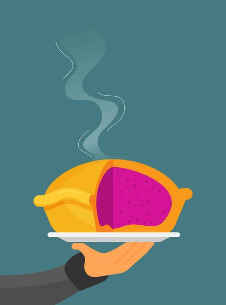 Flat vector pie, baking sweet sign - Vetor, Imagem