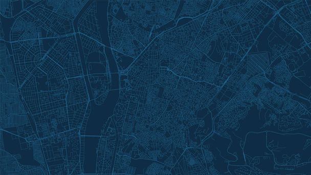 Carte du Caire affiche de la ville province, fond bleu horizontal carte vectorielle. Carte routière de la municipalité. Écran large Egypte capitale skyline panorama. - Vecteur, image