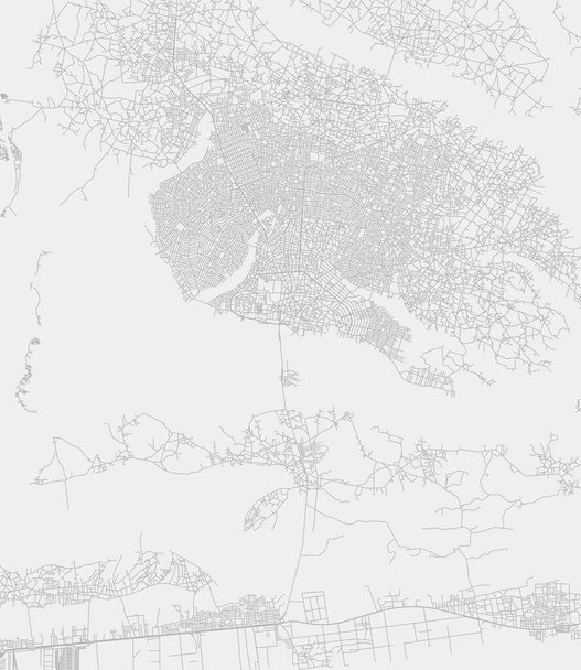 Porto-Novo stad, hoofdstad van Benin provincie vector kaart. Witte wegenkaart, gemeentegebied, witte lijnen. Stedelijke skyline panorama voor toerisme. - Vector, afbeelding