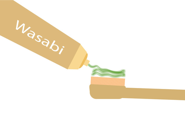Zahnbürste mit Wasabi-Paste.Vektor-Illustration - Vektor, Bild