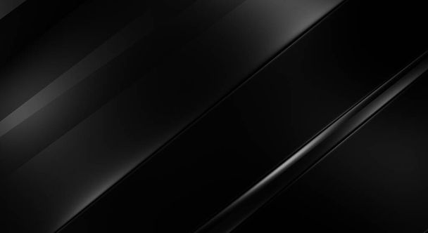 幾何学的な層を持つ3Dスタイルの黒の背景。抽象暗い未来的な壁紙.エレガントな光沢のあるストライプの背景。ポスター、パンフレット、プレゼンテーション、ウェブサイトの幾何学的なテンプレートデザイン. - 写真・画像