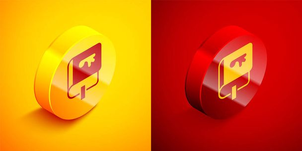 Isometric Viking book icon isolated on orange and red background. Circle button. Vector - Vector, Image