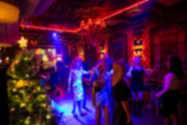 blurred background people in the bar - 写真・画像
