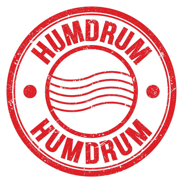 HUMDRUM sana kirjoitettu punainen pyöreä postimerkki - Valokuva, kuva