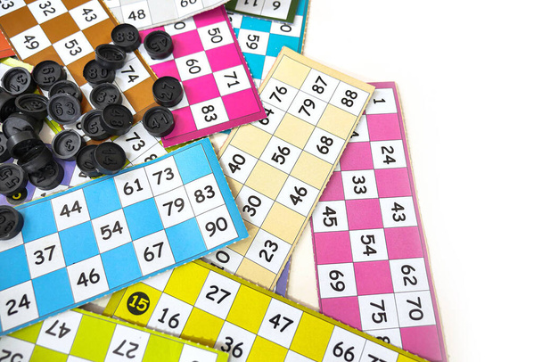 diversión de los meses de invierno y las partes del juego del bingo del nuevo año, primer plano juego del bingo, - Foto, imagen