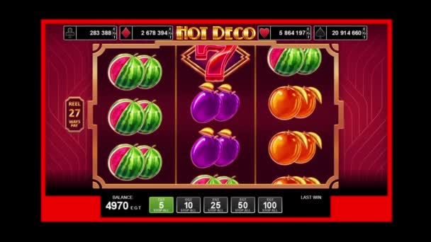 Animazione del gioco jackpot simboli in movimento su sfondo nero  - Filmati, video