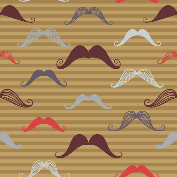Vintage seamless pattern with mustache . Retro style. Endless background. Vector backdrop. - Vektör, Görsel