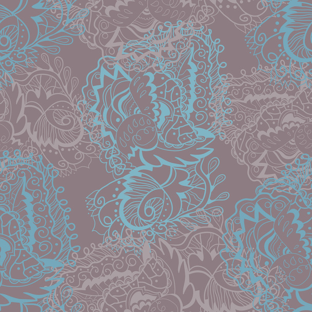 Vector seamless texture with curled abstract elements- leaves and flowers. - Vettoriali, immagini
