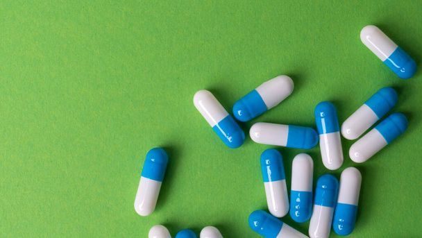 white and blue pills general background - Photo, Image