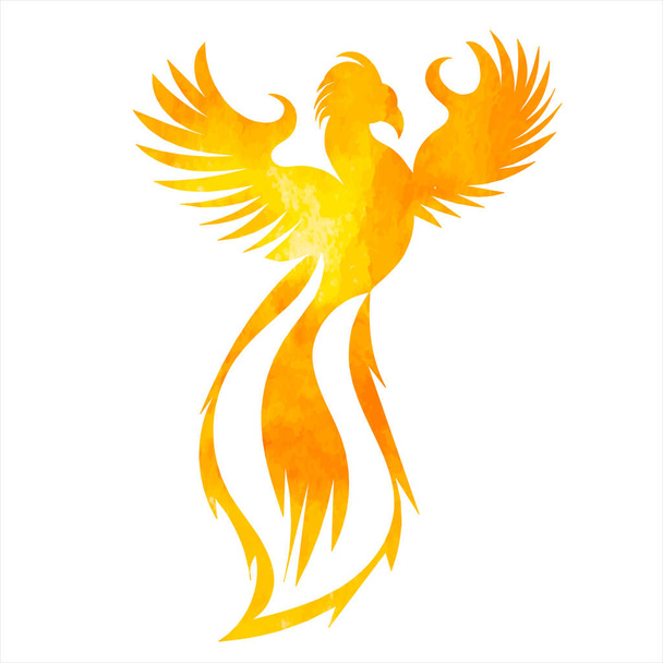 phoenix pássaro silhueta aquarela, no fundo branco, vetor - Vetor, Imagem