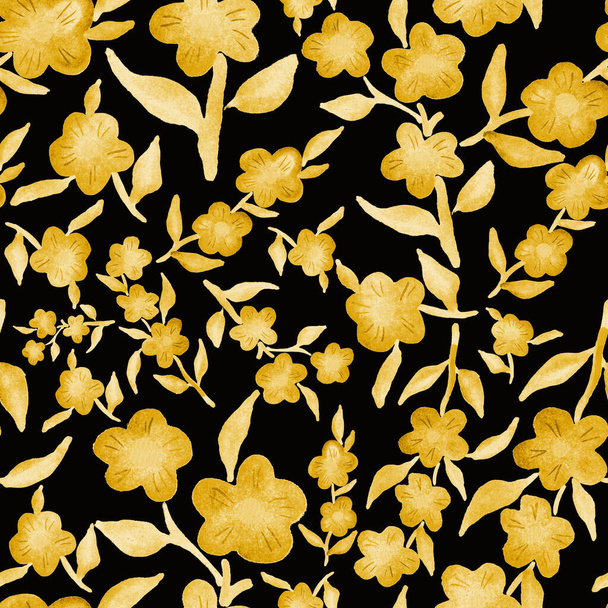 Aquarel naadloos patroon met lente bloemen boeketten. Vintage botanische illustratie. Elegante decoratie voor elk soort ontwerp. Fashion print met kleurrijke abstracte bloemen. Aquarelstructuur. - Foto, afbeelding