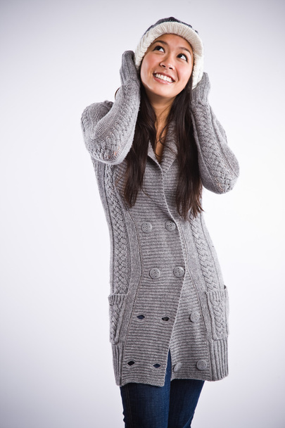 szép boldog ázsiai nő - Fotó, kép