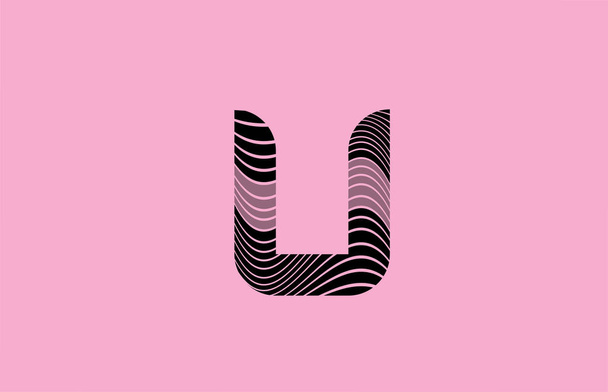 black letter U logo icon design with pink background. Creative template for company with lines - Vektor, obrázek