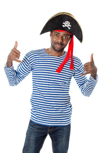 African american man in costume pirate - Fotó, kép