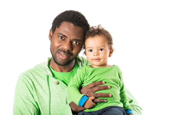 Happy black father and child boy - Foto, afbeelding