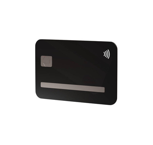 3d black credit card, isolated on white background, 3d illustration - Photo, Image