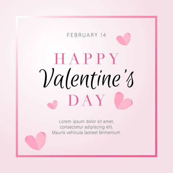 Valentines day background with paper pink hearts - Vector, Image